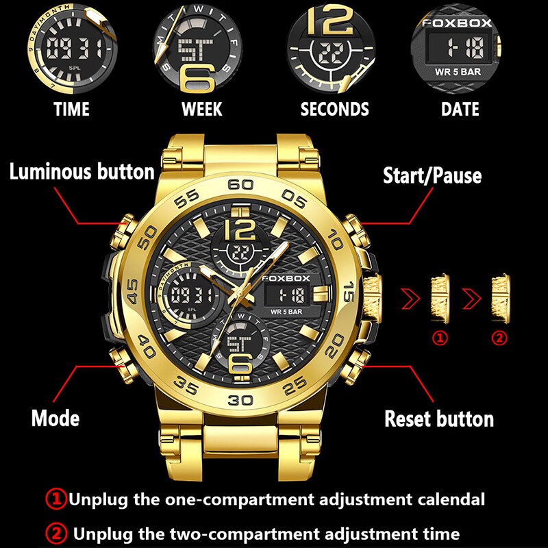 FOXBOX-مقاوم للماء ساعة عمل لل - مراجعة Luxury Watch Maker وسعره